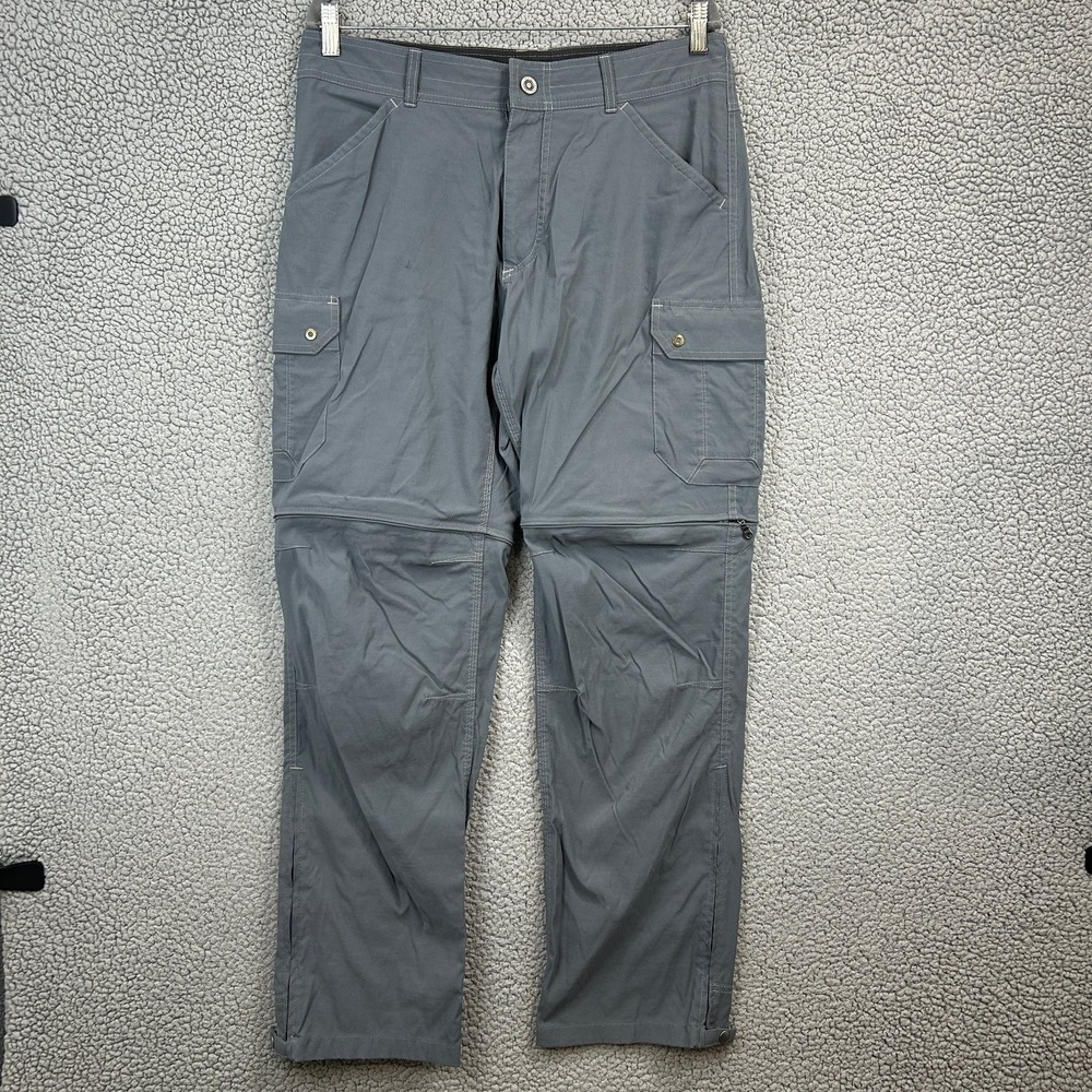 KÜHL Pants Men's Gray 34x32 Convertible Cargo‎ Zip Off Outdoor Hiking